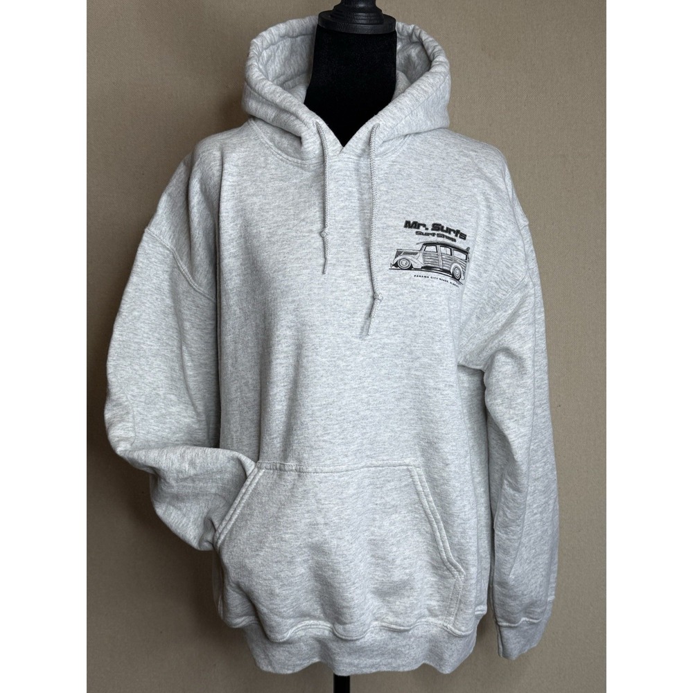 Mr Surfs Surf Shop Hoodie Sweatshirt Mens M kangaroo pocket draw string Graphic